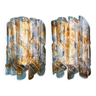 Pair of wall lights AV Mazzega Torciglione Murano