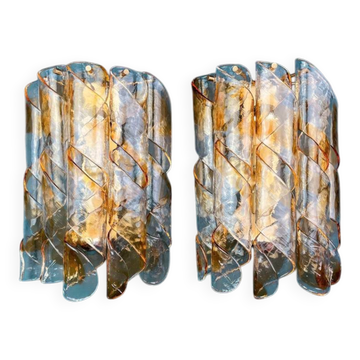 Paire d'appliques AV Mazzega Torciglione Murano