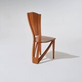 Set of 4 solid elm chairs, Maison Seltz, 1980s