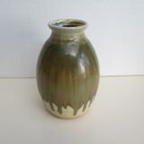 Enamelled sandstone vase