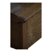 Modern Danish oak commode with decorative relief sculpture, mid-20th century.