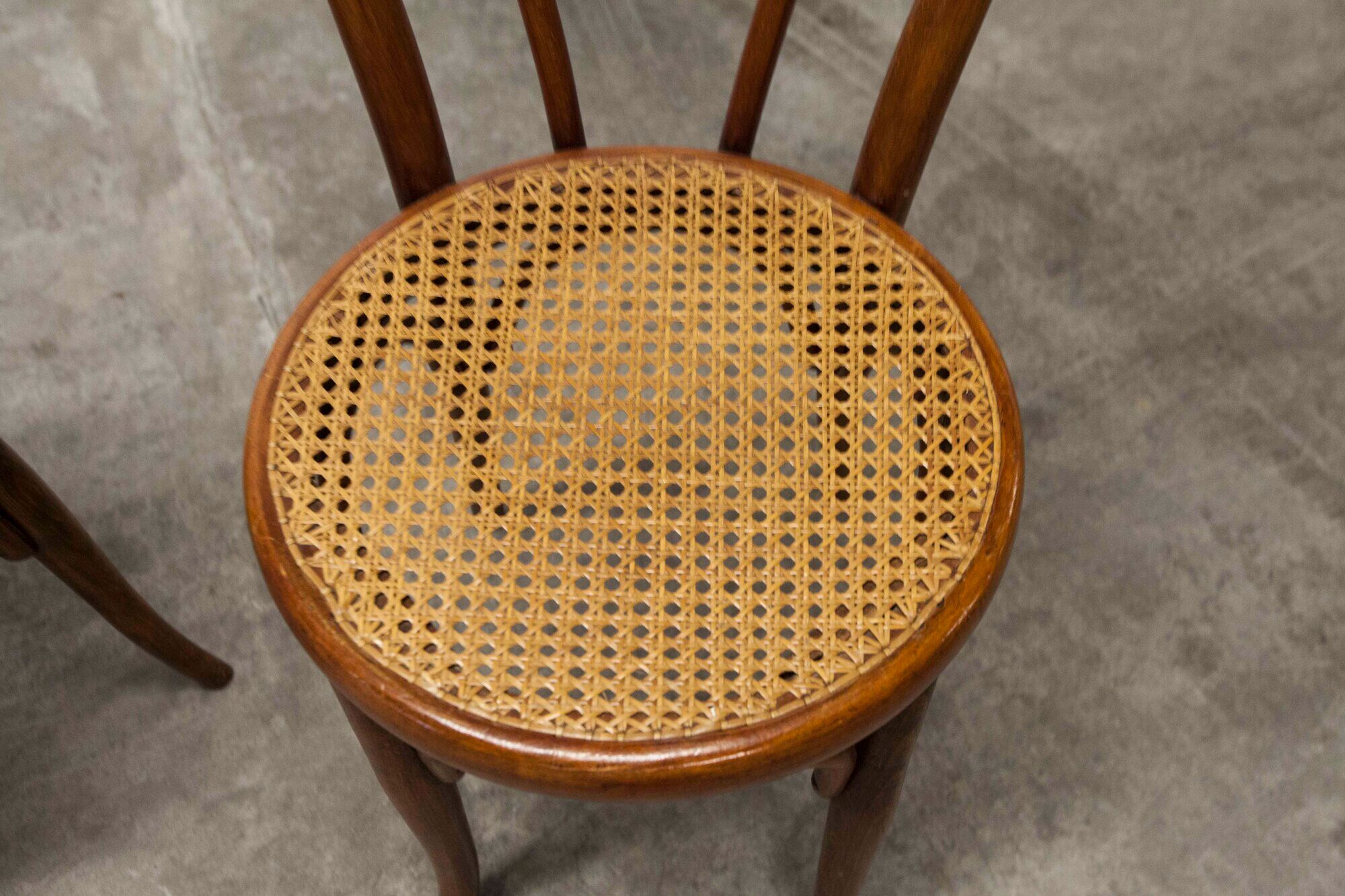 Pair of chairs bistrto Brief 1900 curved wood and canning