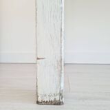 Antique work table in patinated white wood and zinc top - workbench
