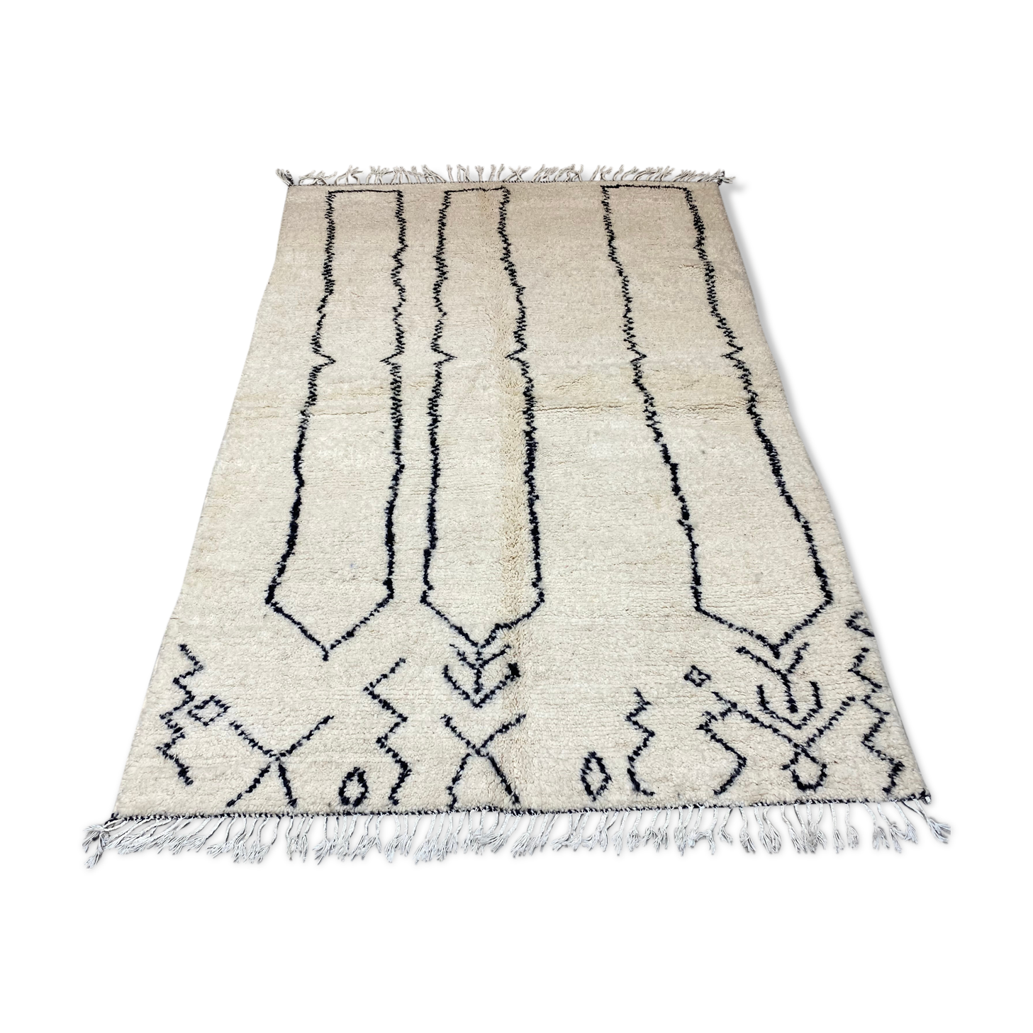 Berber white & black wool carpet 160x255cm