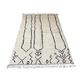 Berber white & black wool carpet 160x255cm