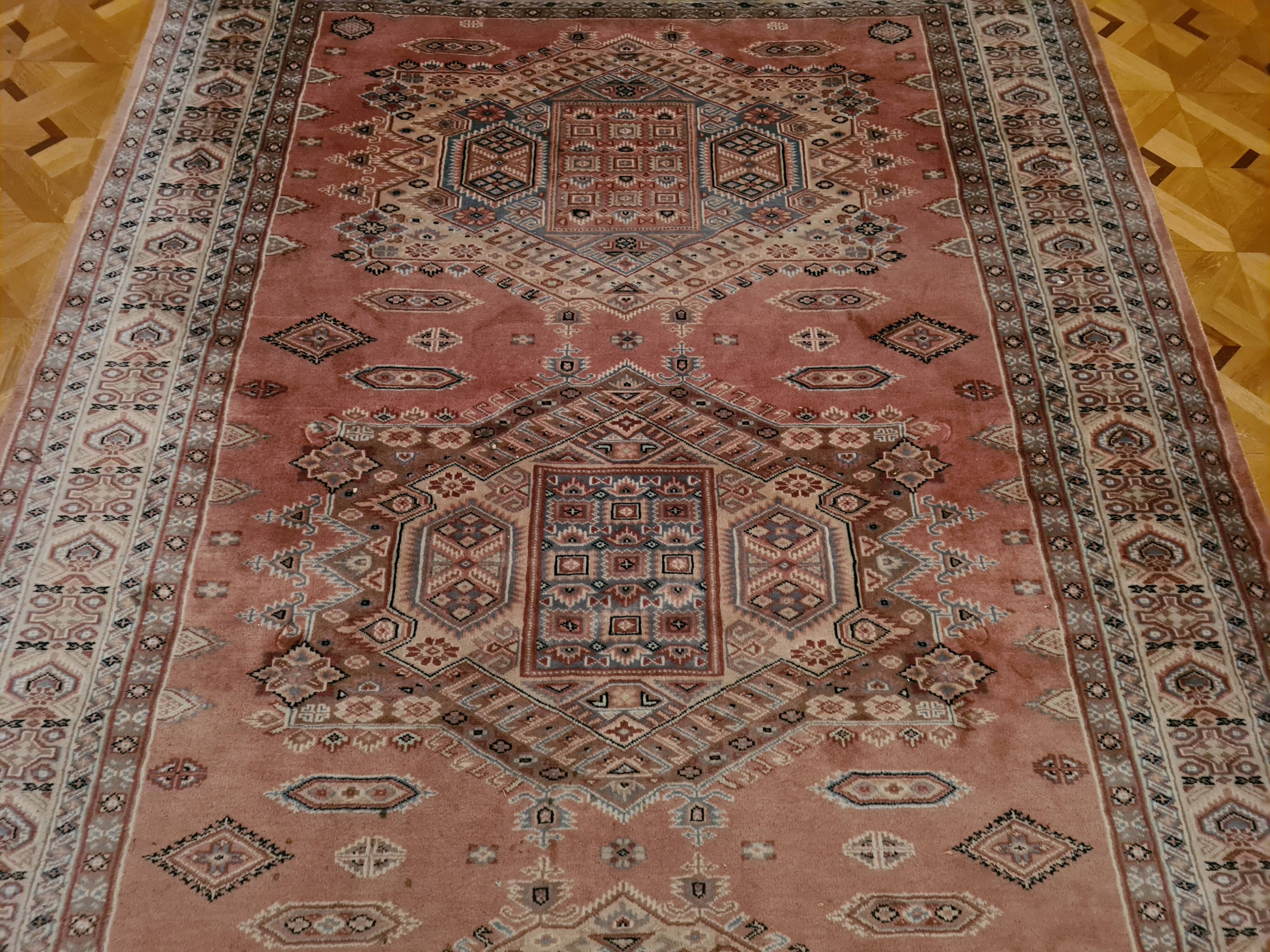 Handmade pink oriental carpet