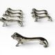 Series of antique knife rests in the shape of a lion, silver-plated metal.