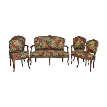 Rococo lounge in Walnut style Louis XV