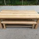 2 stripped farmhouse benches in solid oak, 1970, 175cm.
