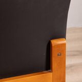 Set of 4  chairs 70s vintage in black leather Italian design