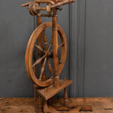 Rouet ancien en bois tourné 1900