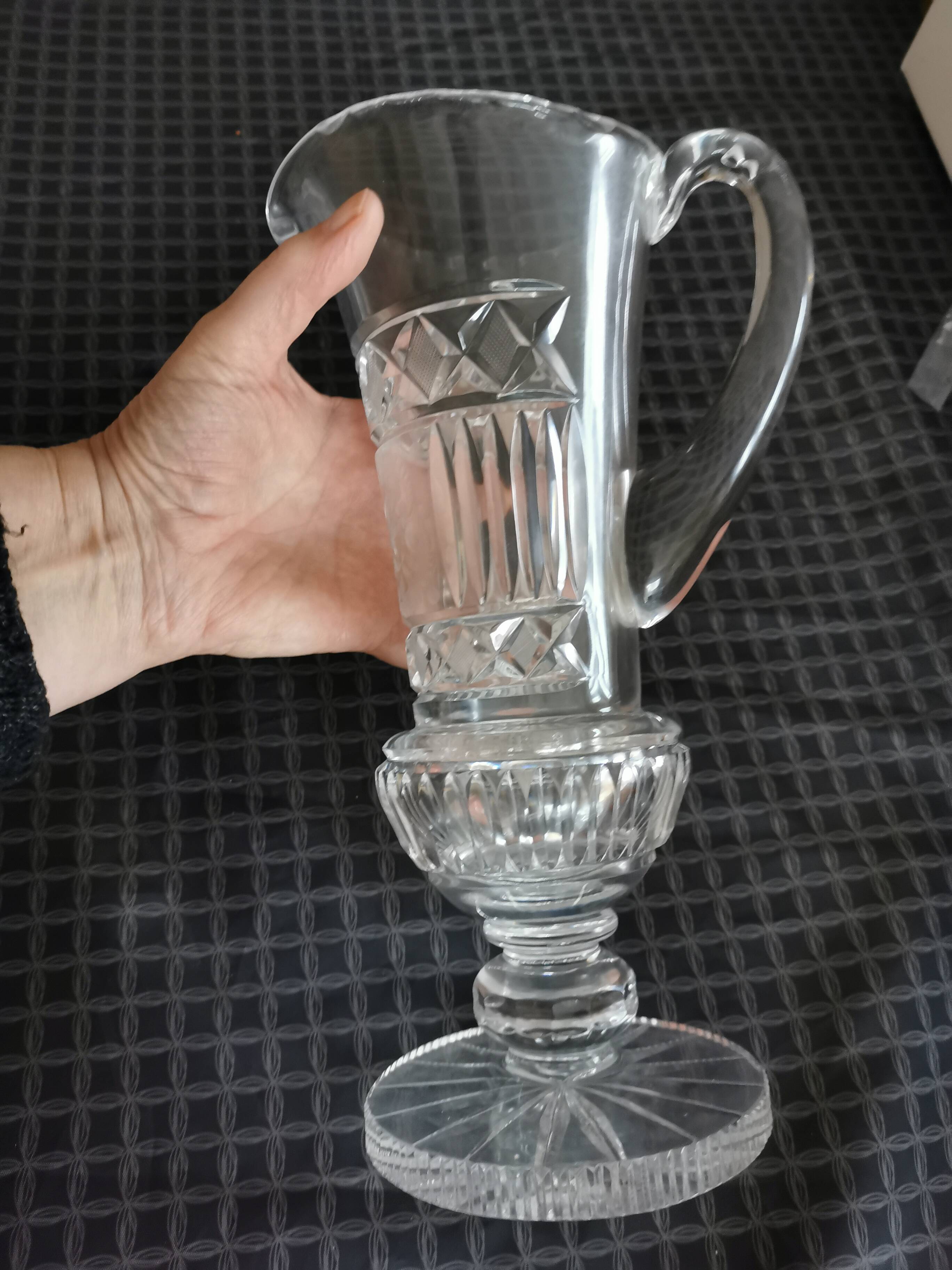 Crystal pitcher. Crystal jug.