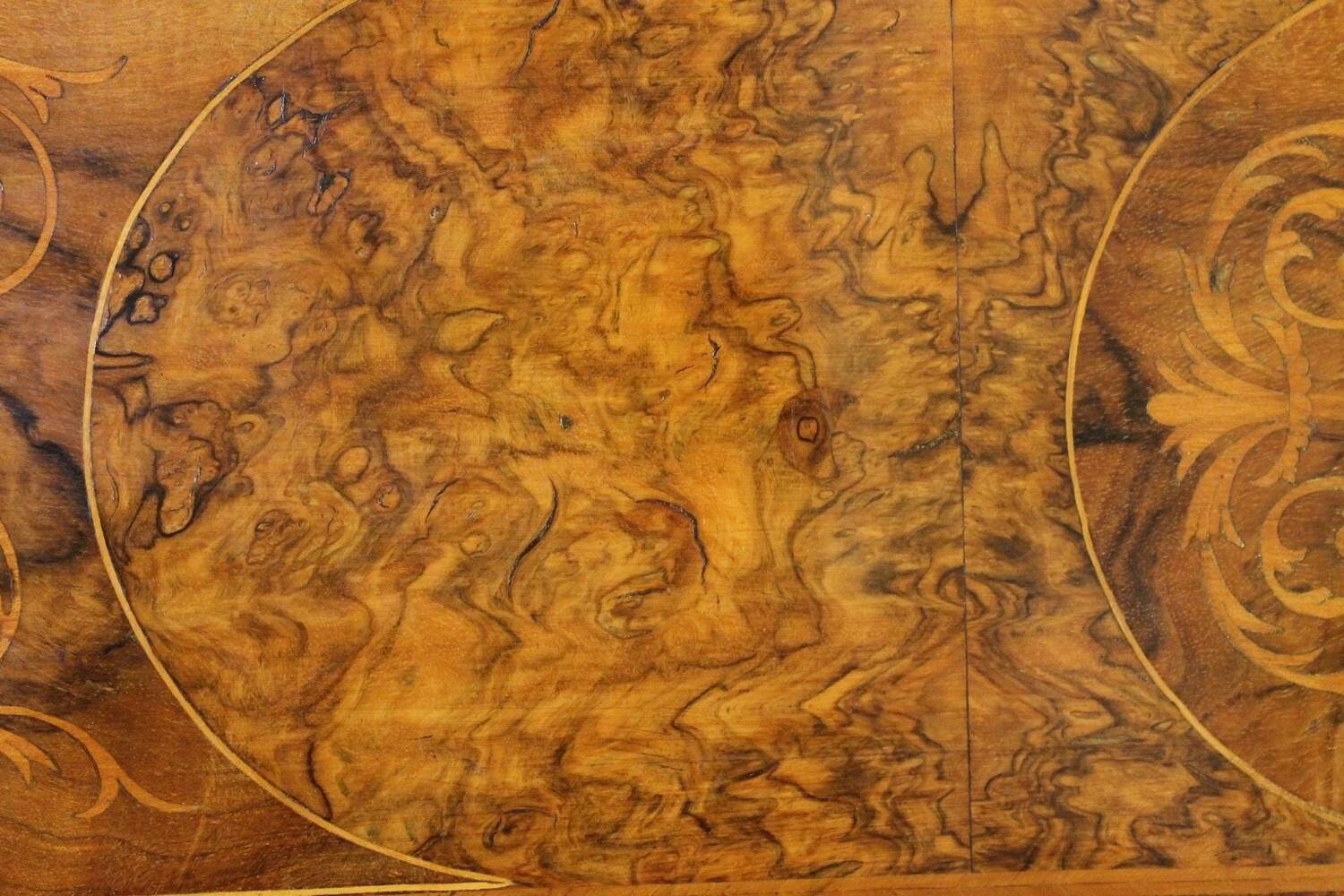 George II Burl Walnut and Marquetry Hightboard, 1890s