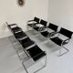 Lot 8 chaises tubulaire style MG5 Grassi en cuir noir vintage 1980