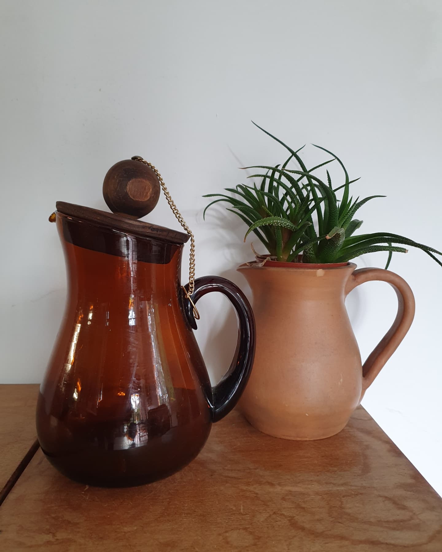 Amber glass pitcher