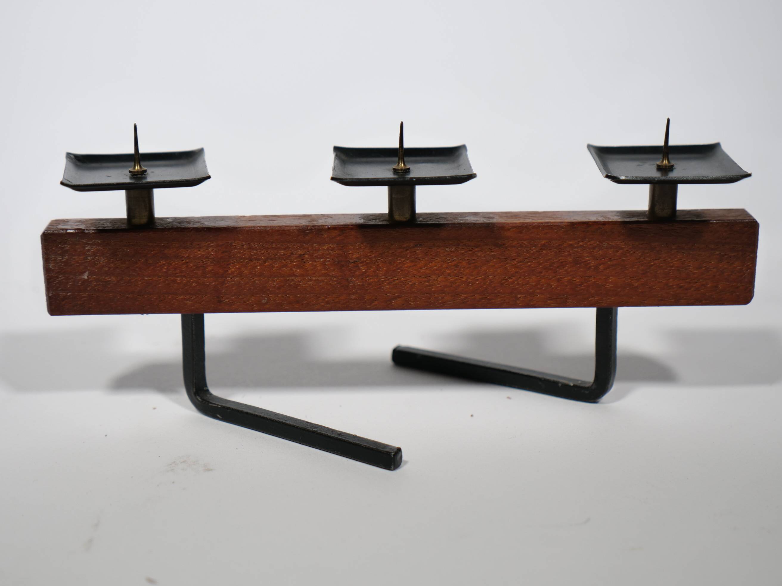 Teak Candle Holder Mid Century 1950s