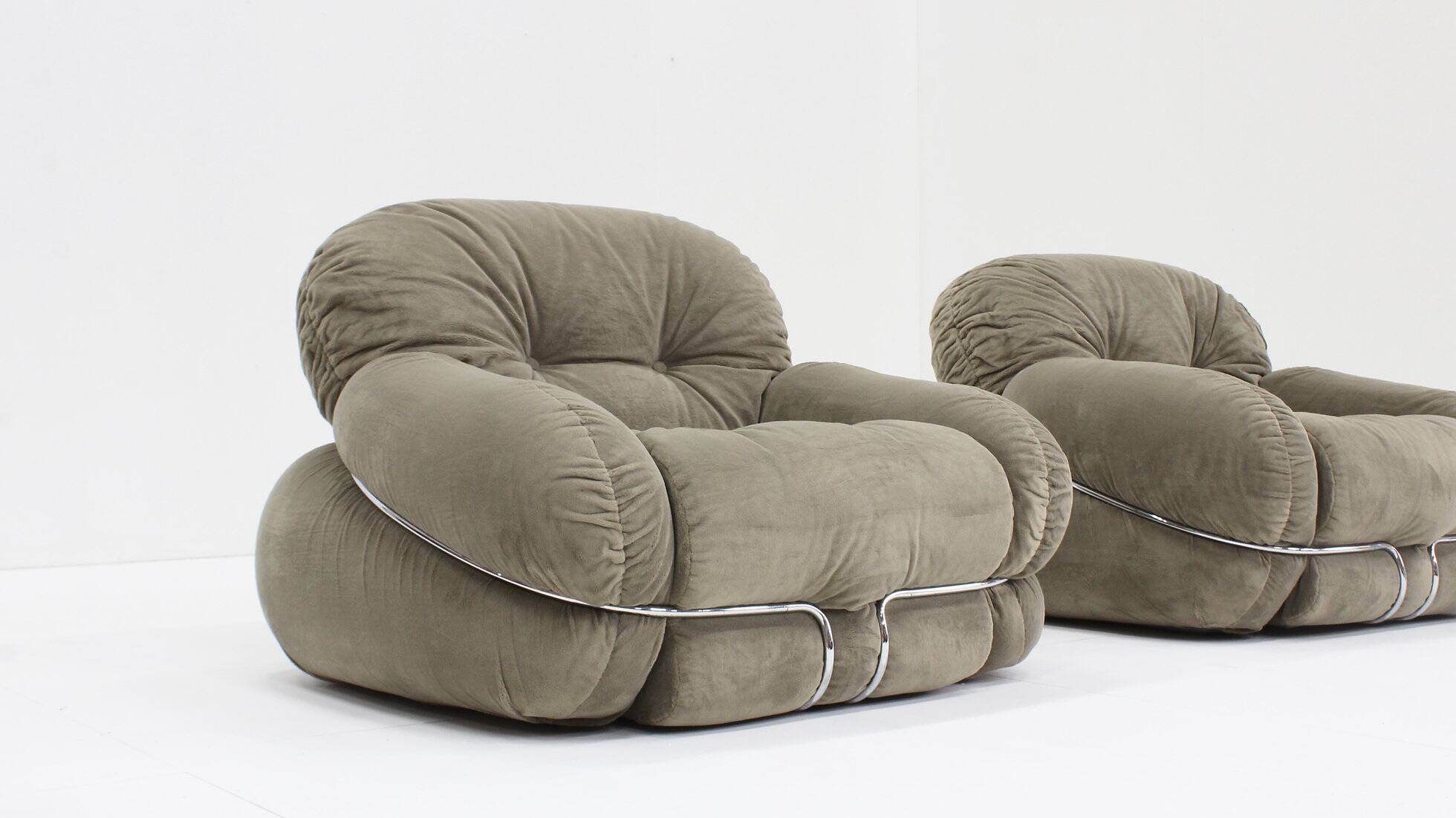 Vintage Adriano Piazzesi Okay armchairs 1970s Italy, set of 2