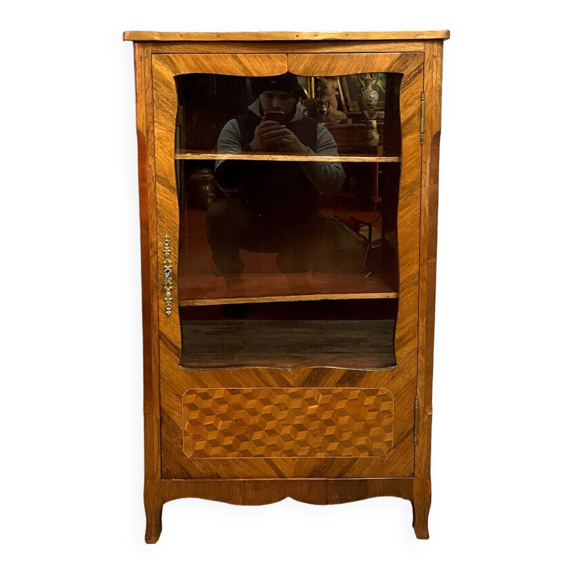 Louis XV bookcase in precious wood marquetry circa 1850
