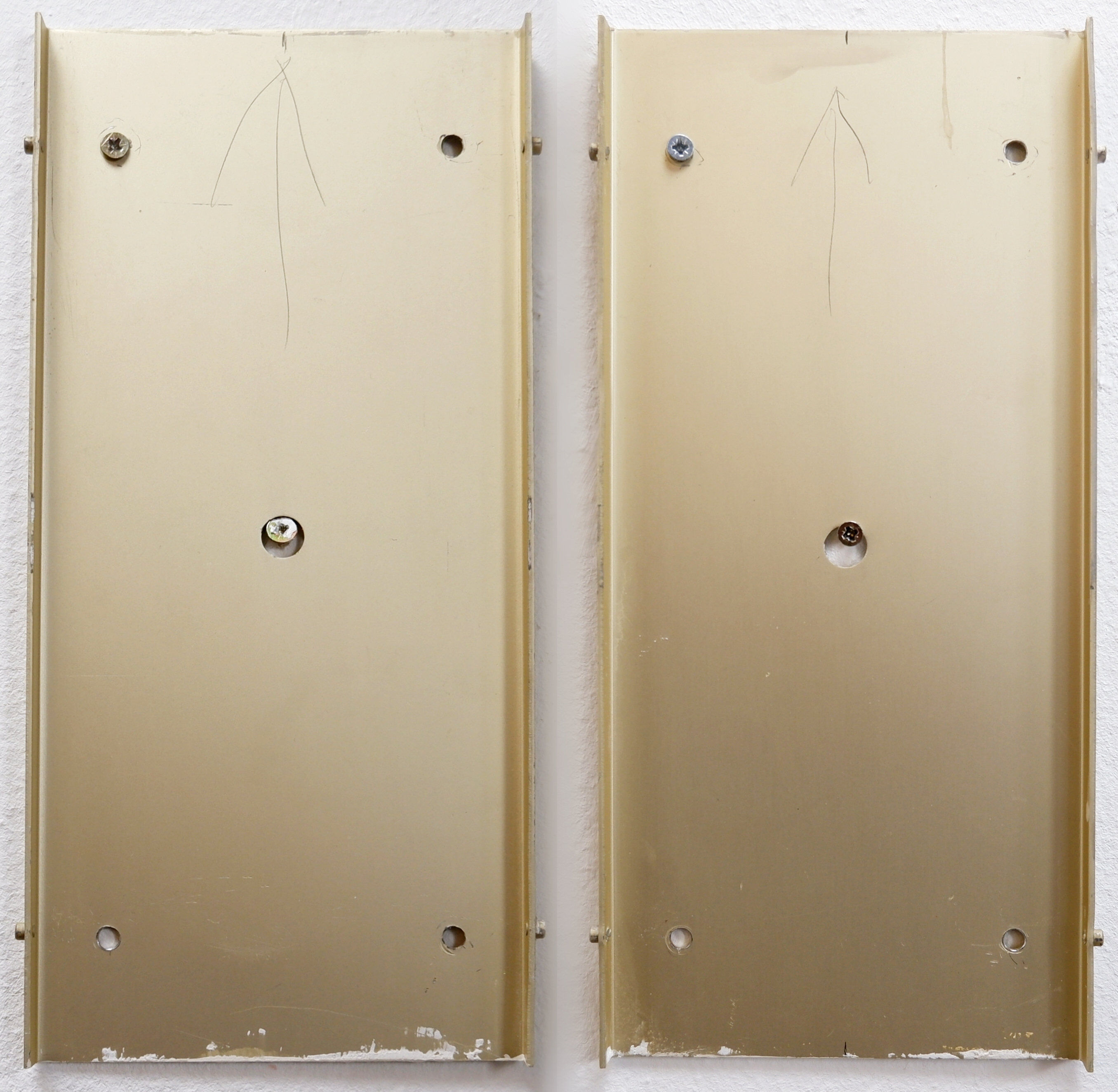 Pair of gold-plated aluminum wall lights by Jules Wabbes - 2 pairs available (1)