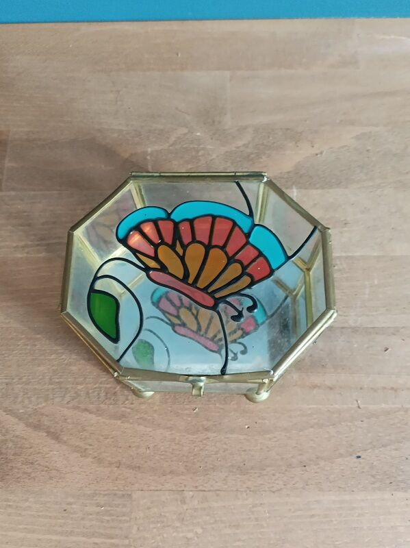 Box jewelry mosaic glass stained glass deco butterfly