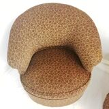 Armchairs with floral print of corduroy fabric. 1980s.