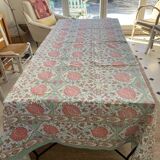 Grande nappe "Simrane" - Imprimé - Framboise et turquoise - 240x350cm