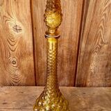 Italian Empoli carafe in amber brown bubbled glass. 1970s.