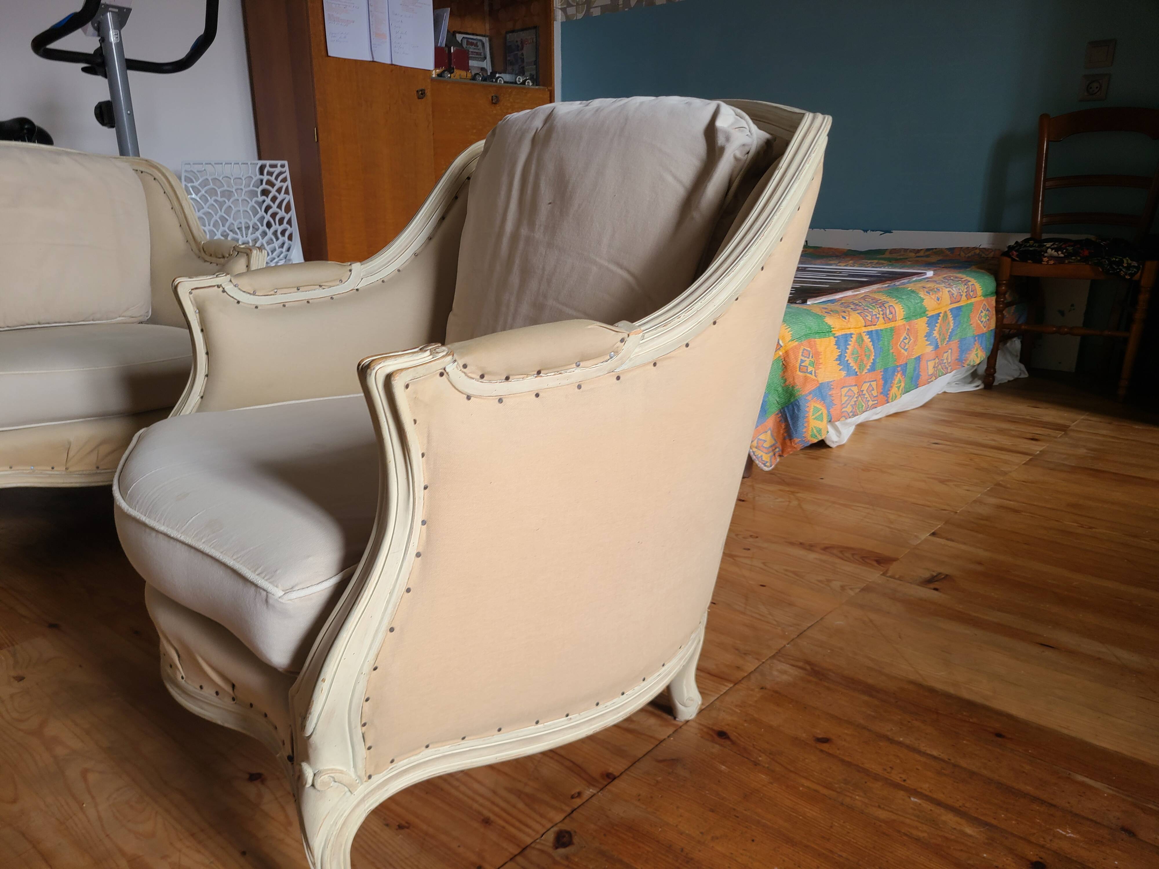 Louis XV style sofa and 2 armchairs