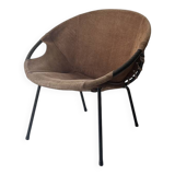 Designer armchair in brown suede circle ballon by Lusch & Co, Germany 1970s