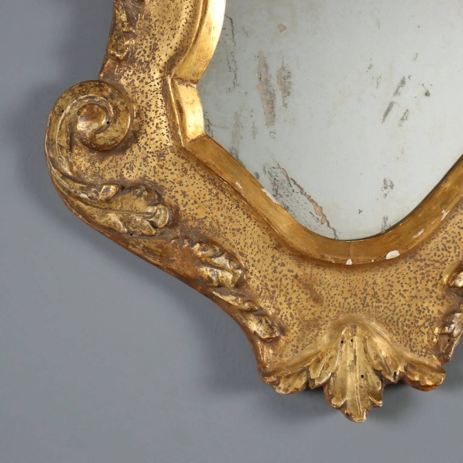 Antique carved and gilded wooden mirror, Italy, 19th century