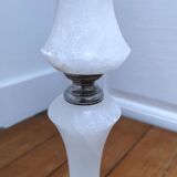 Solid alabaster floor lamp with metal trim from the 70s
