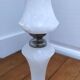 Massive alabaster floor lamp with metal embellishments from the 1970s.