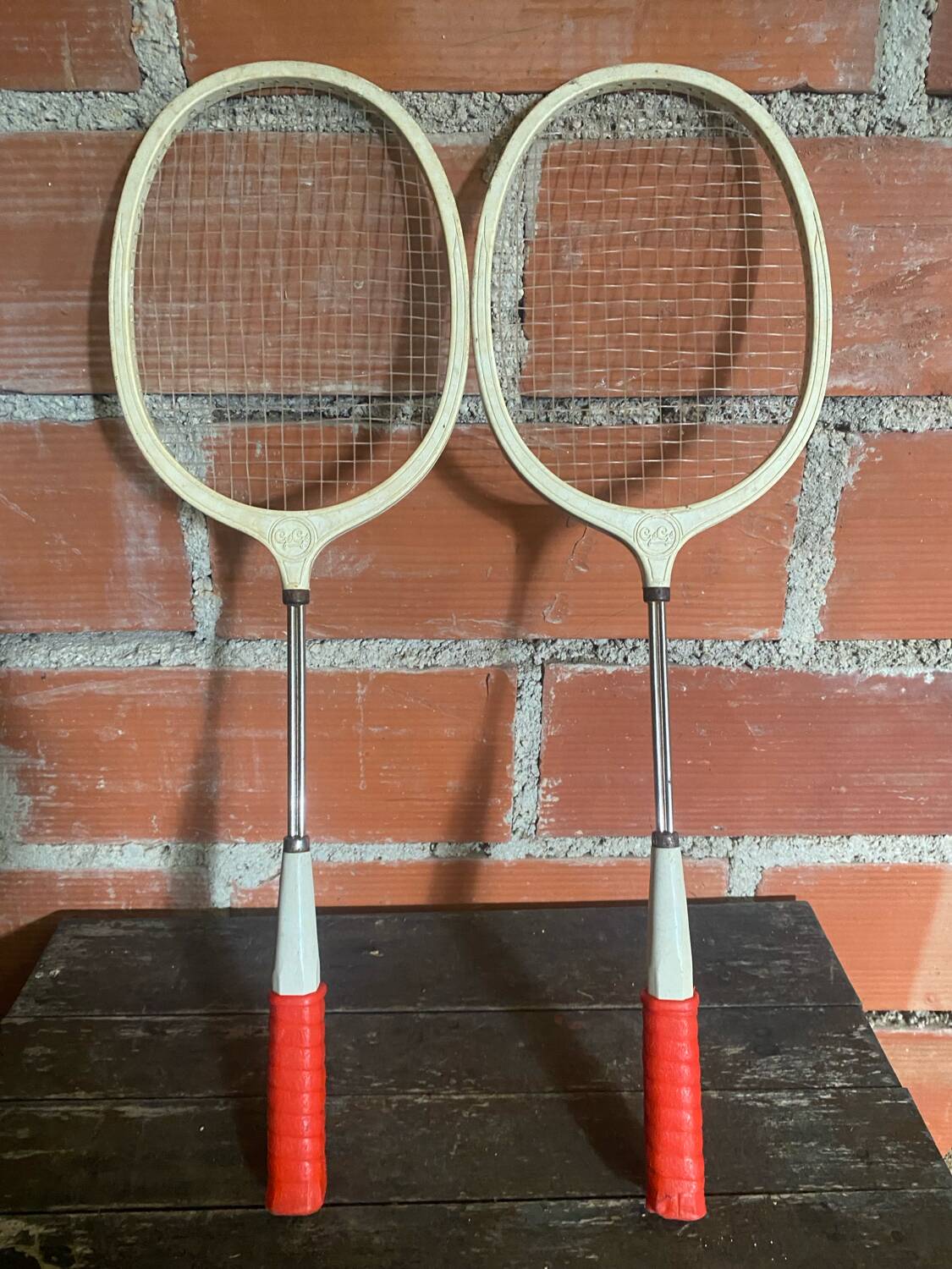 Vintage 70s GEGE Plastic + Metal Badminton Racket Pair