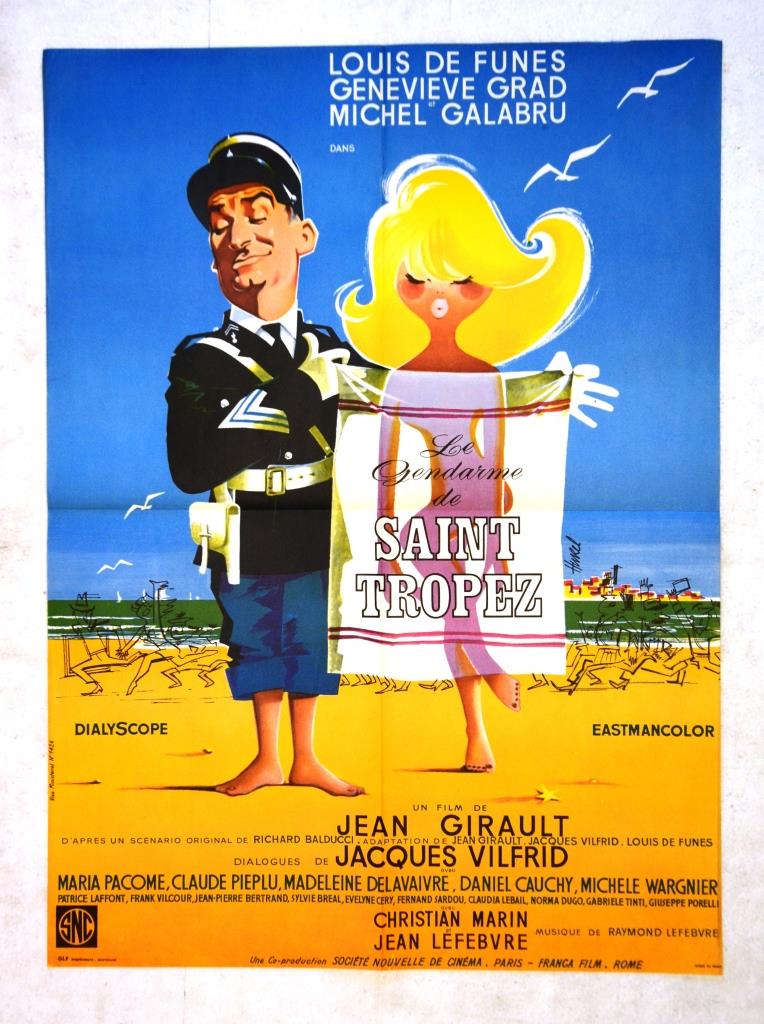 Cinema poster "Le Gendarme de Saint-Tropez" 1964 Louis De Funès, Michel Galabru.