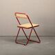 Giancarlo Piretti Plia Folding Chair in Red and Straw for Castelli, Italy