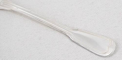 Sfam model Filet, 12 long cake forks, 16 cm, in silver-plated metal.