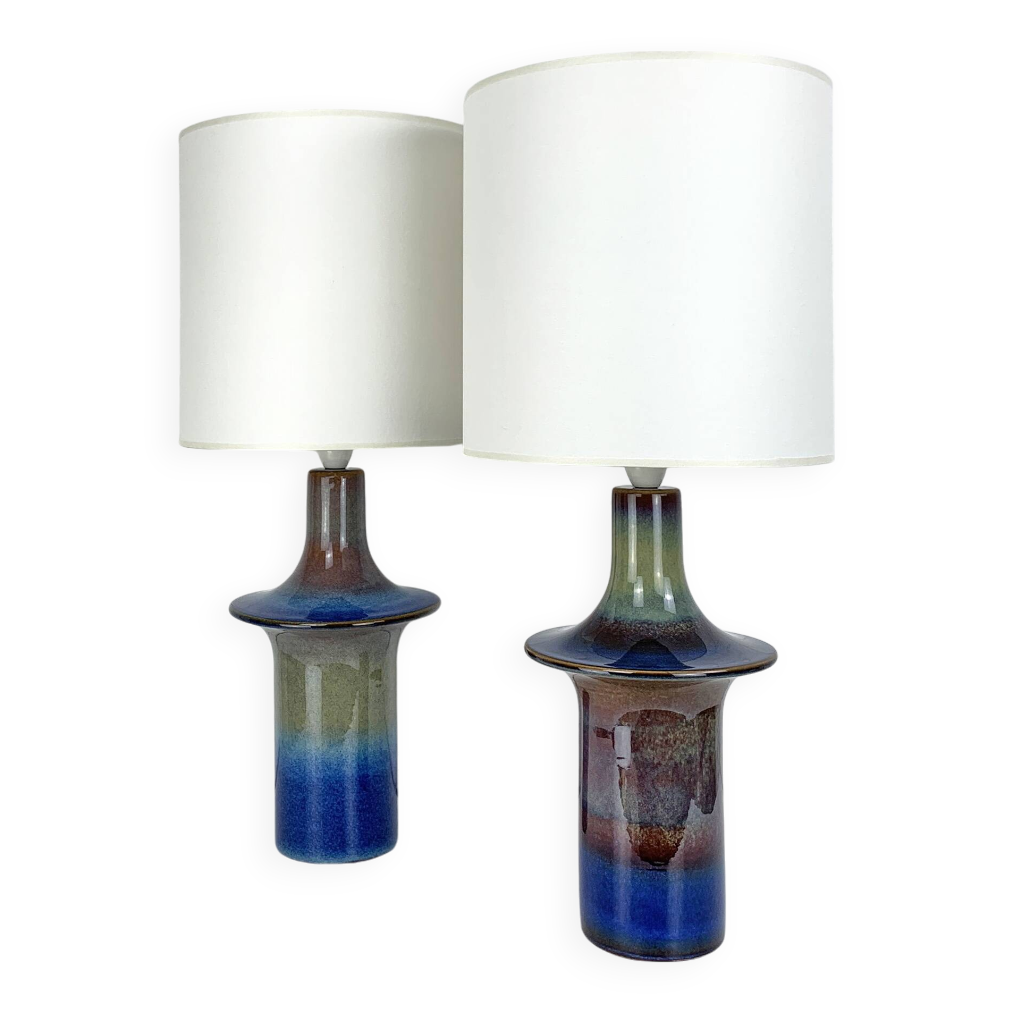 Paire de Lampes à poser en céramique Einar Johansen, Soholm, Danemark, 1960, Space Age