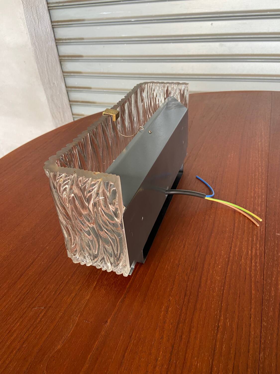 3 molded glass sconces 1950