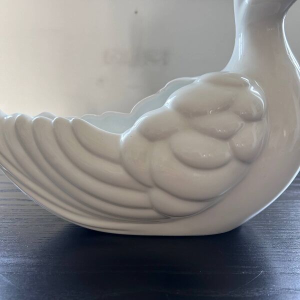 Grand cache pot oiseau blanc