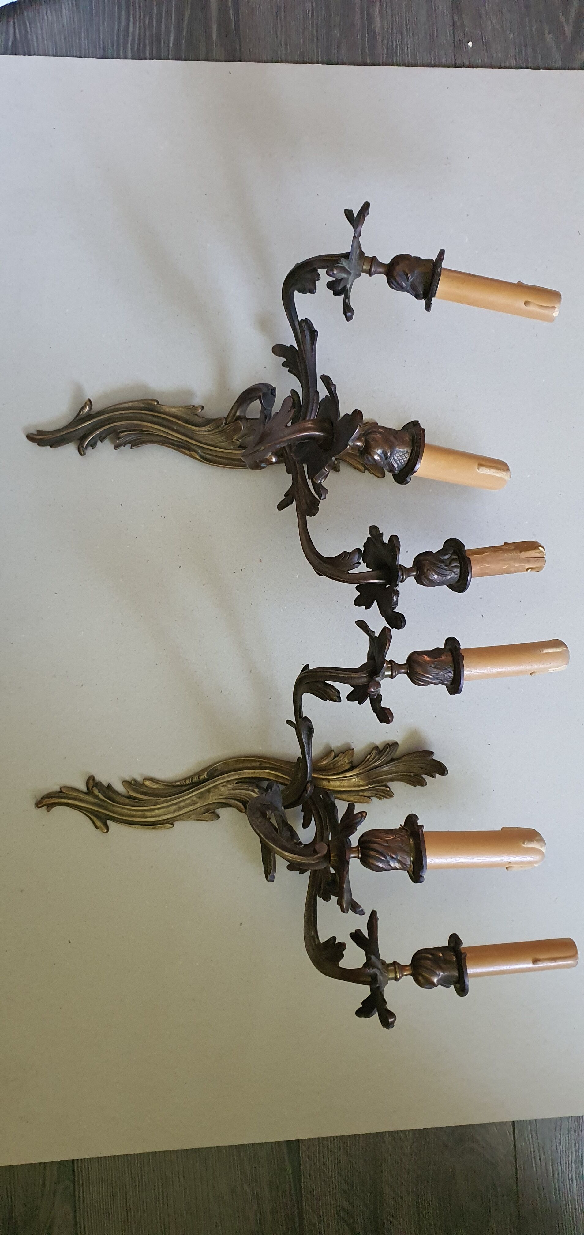 Pair of Louis XV bronze wall lamps