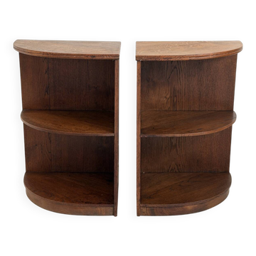 Pair of vintage 1950s corner side tables.