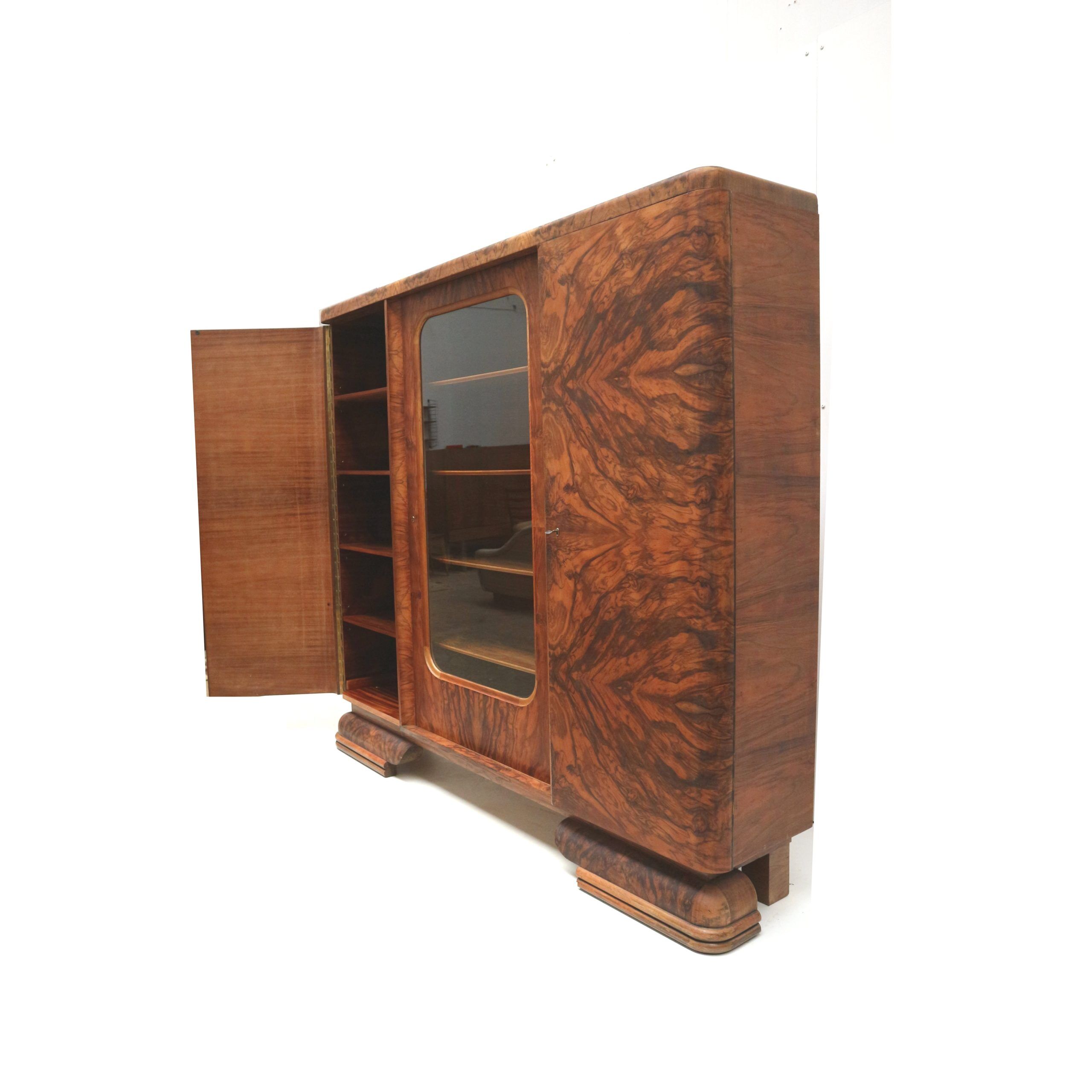 Large vintage burl walnut Art Deco cabinet made in the 1930s