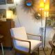Fauteuil vintage bois et tissu