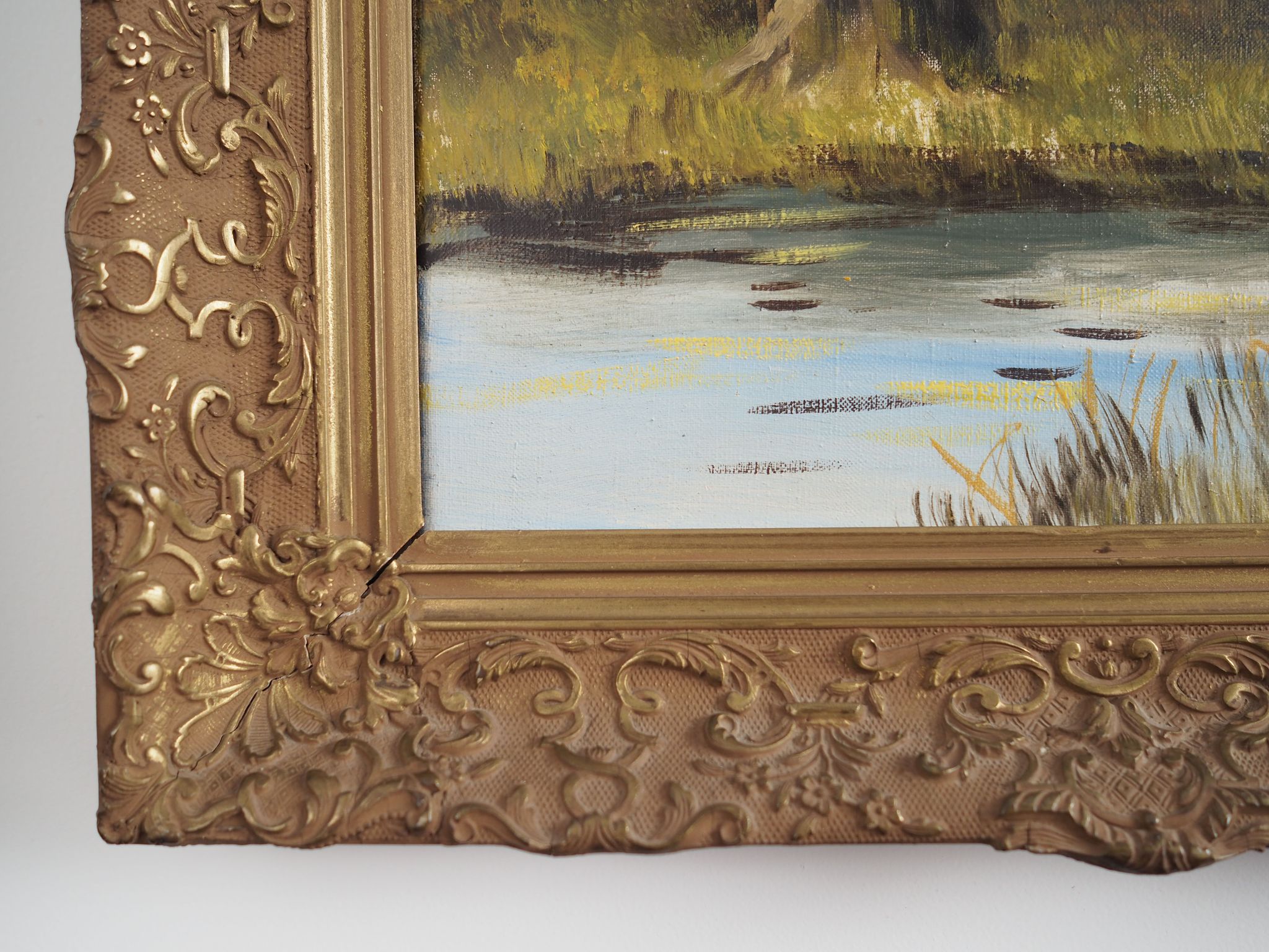Peinture « The Road by the Pond », design scandinave, années 1970