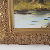 Peinture « The Road by the Pond », design scandinave, années 1970