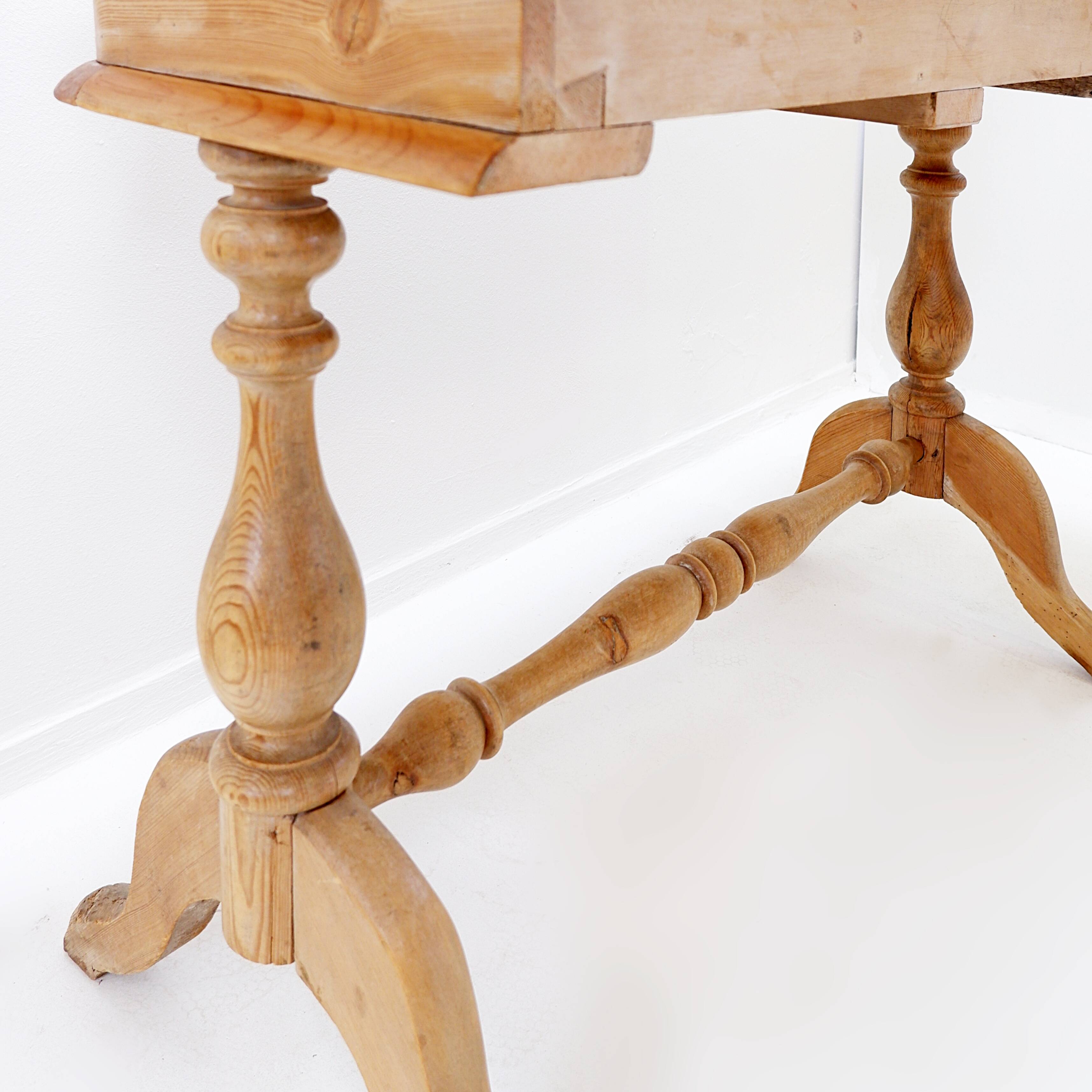 Antique English Pine 2 Drawer Desk - 1950s