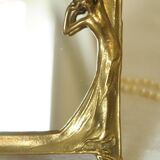 Art Nouveau brass bridge mirror 17 x 13