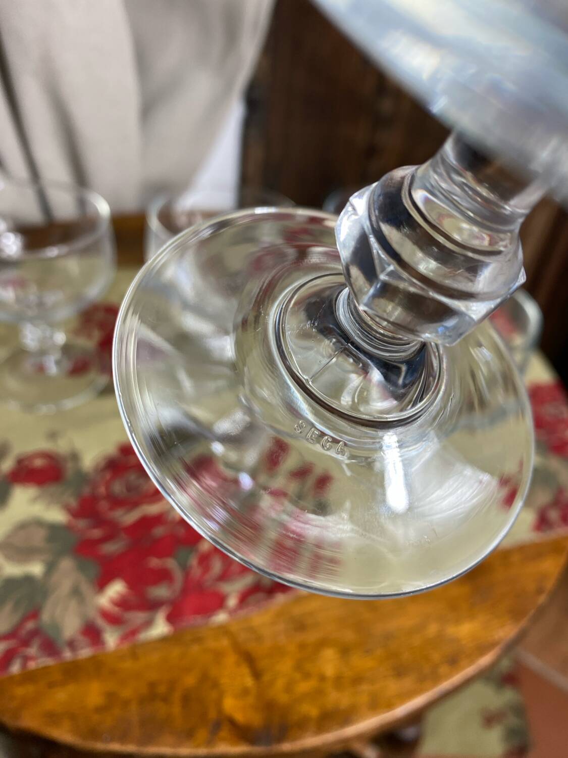 Six glass champagne or dessert glasses, Seca