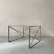 Smoked glass and chrome designer coffee table by Max Sauze, Isocèle collection, 1970