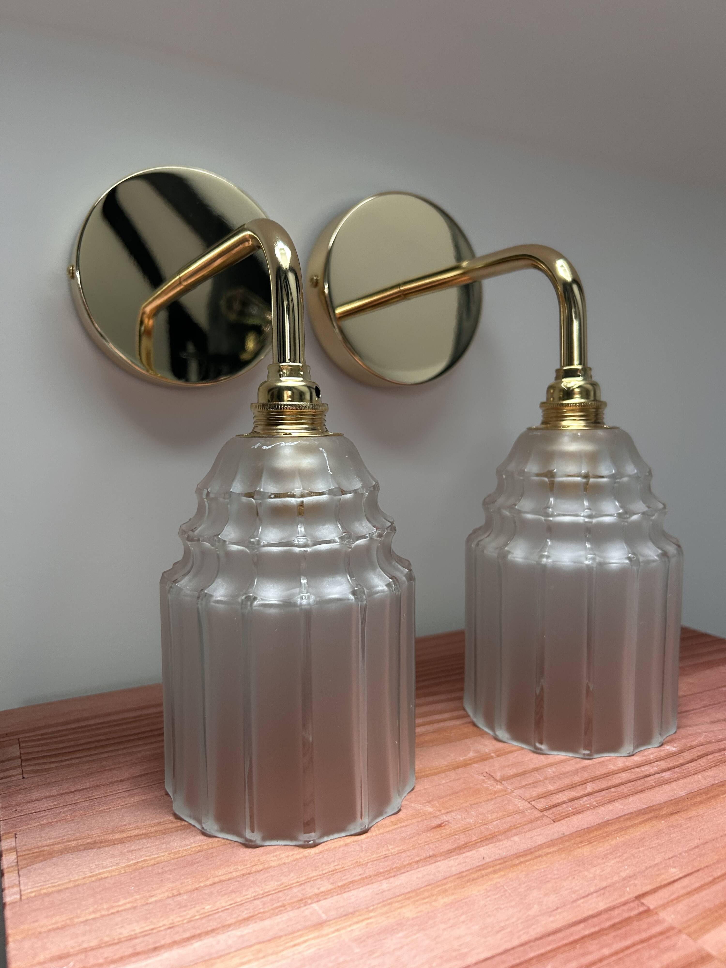 Duo of Art Deco tulip wall lights